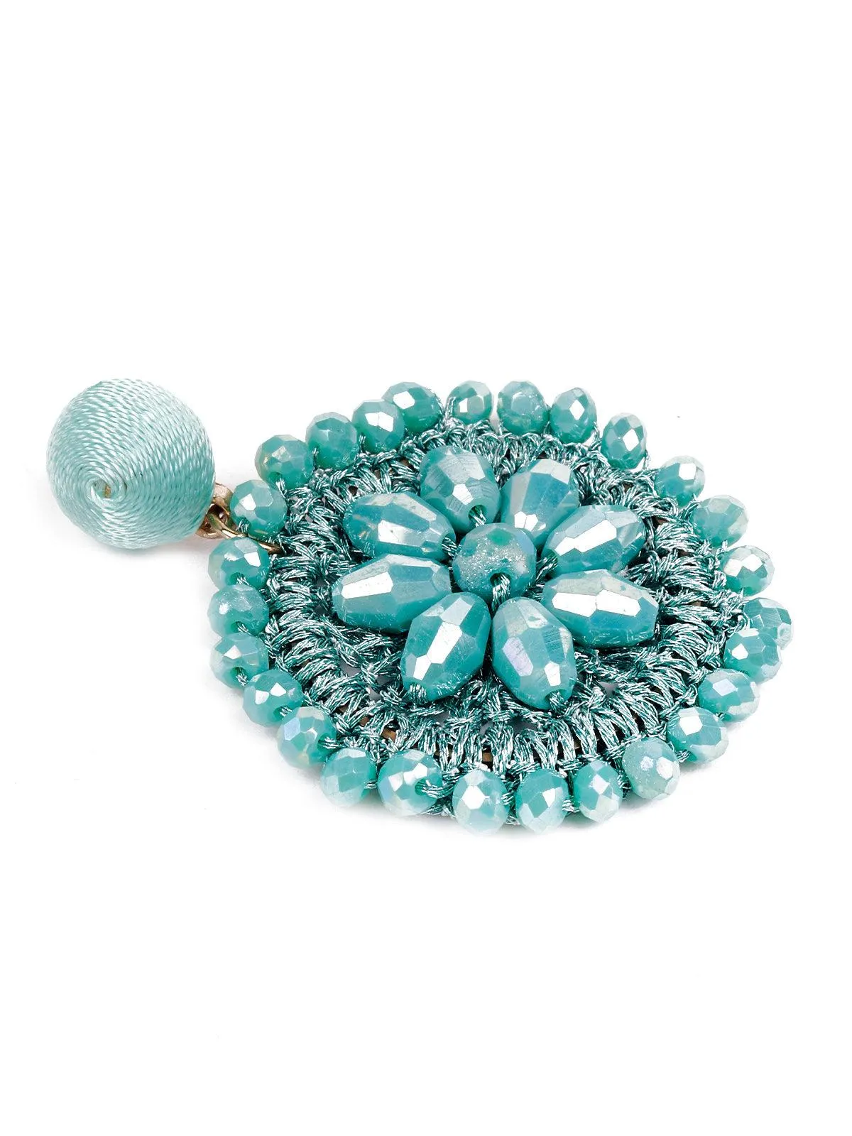 Odette Beaded Rounded Turquoise Statement Earrings For Women