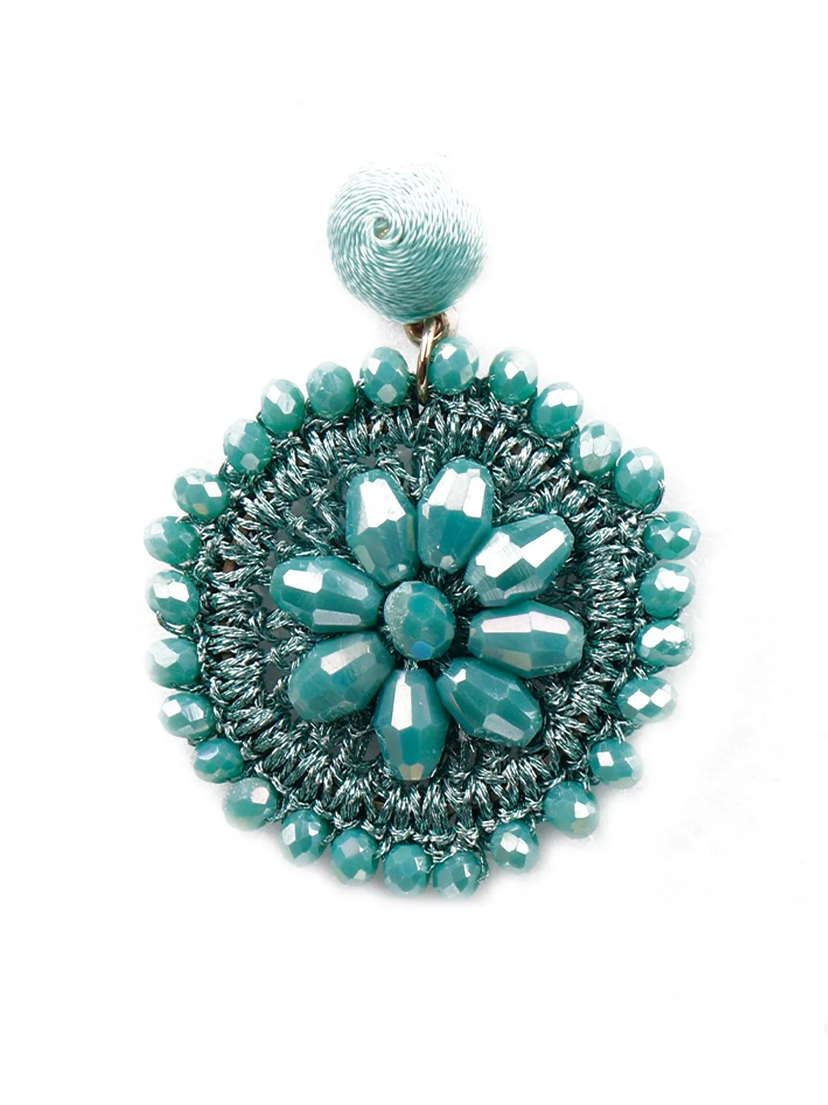 Odette Beaded Rounded Turquoise Statement Earrings For Women