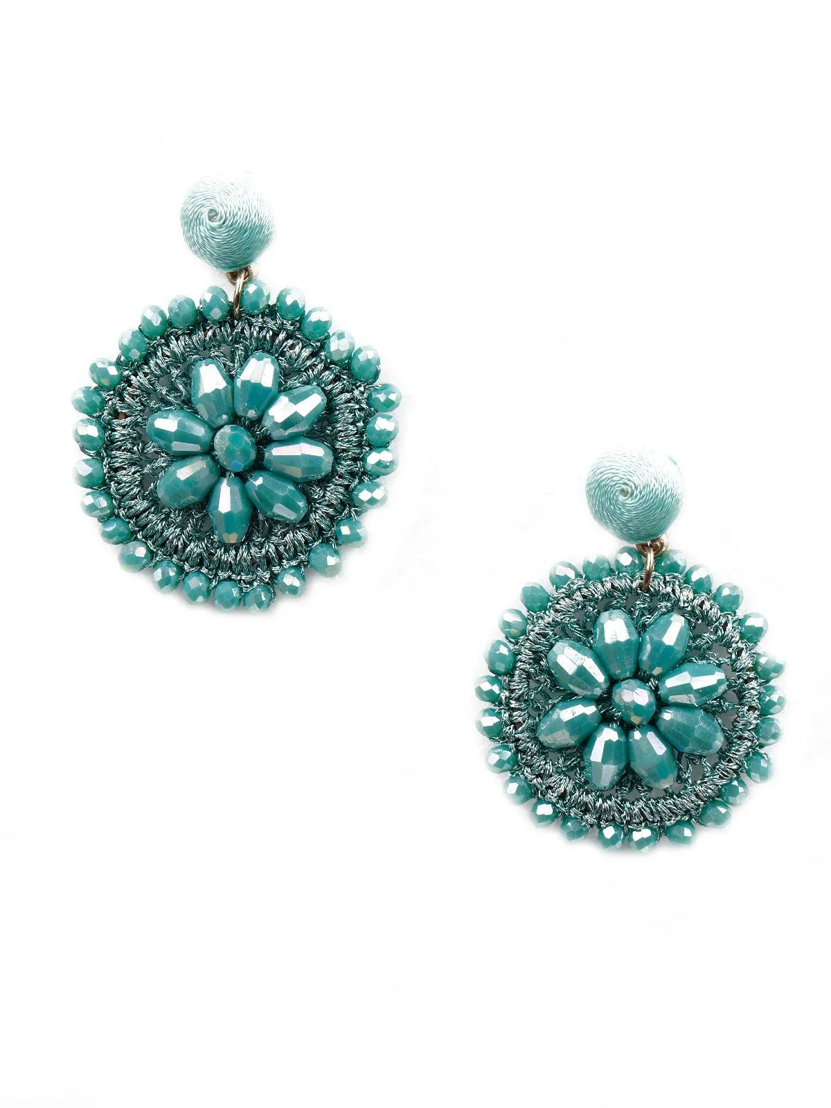 Odette Beaded Rounded Turquoise Statement Earrings For Women