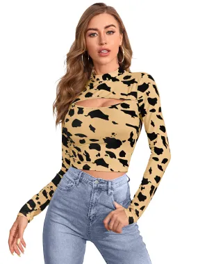 Odette Beige  Polyester Printed  Top For Women