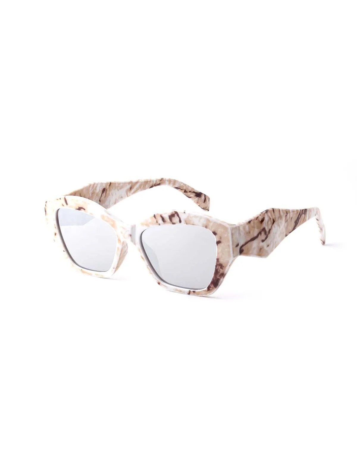 Odette Beige Textured Frame Sunglasses For Women