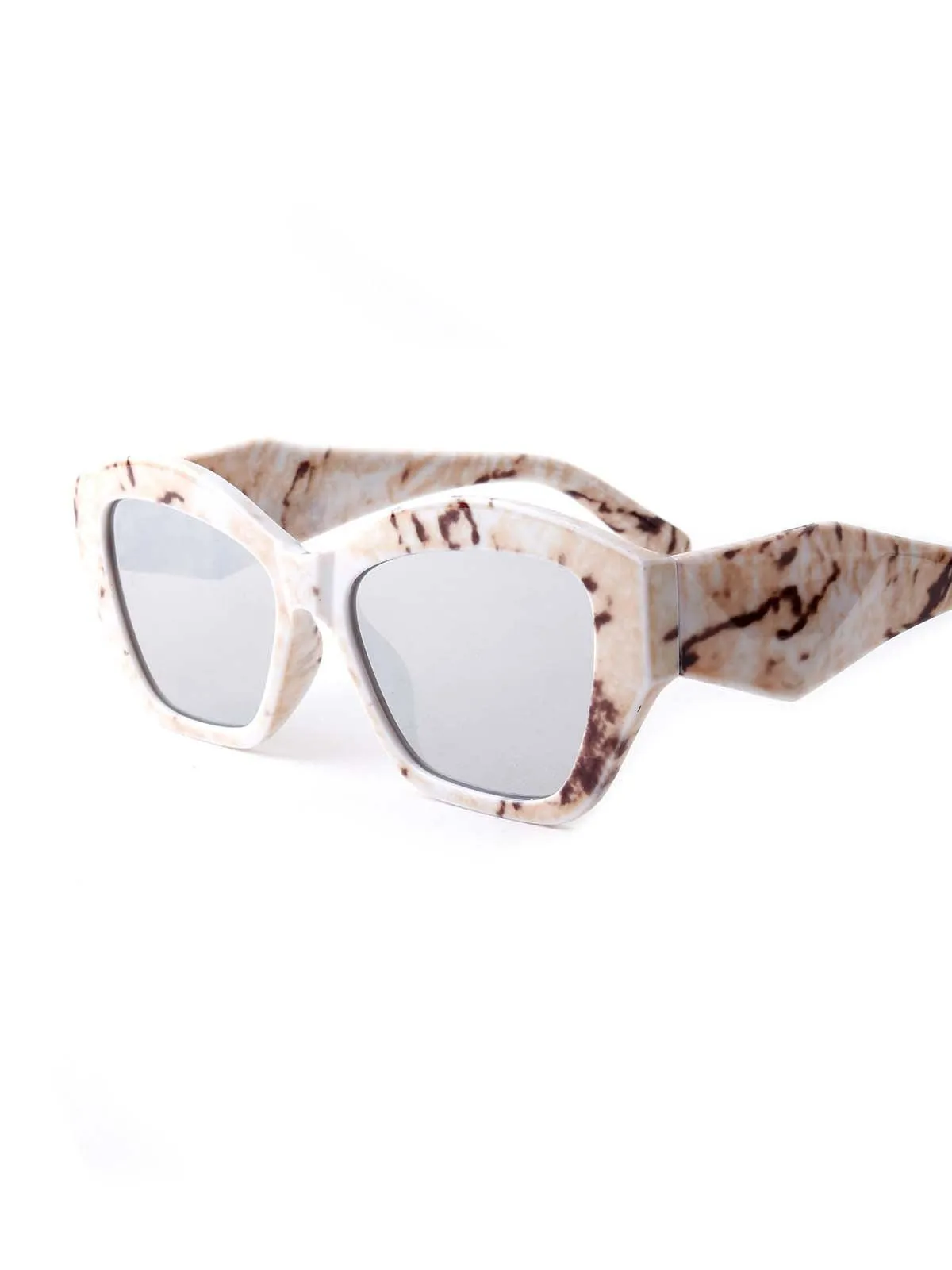 Odette Beige Textured Frame Sunglasses For Women