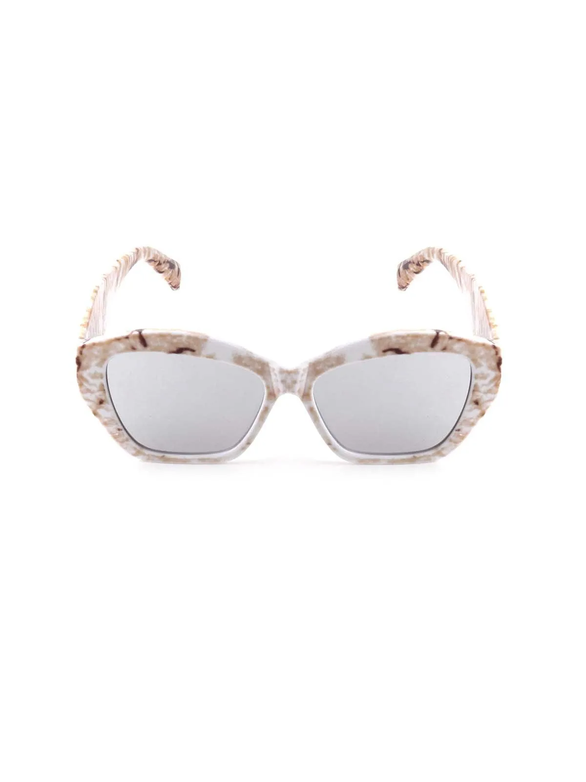 Odette Beige Textured Frame Sunglasses For Women