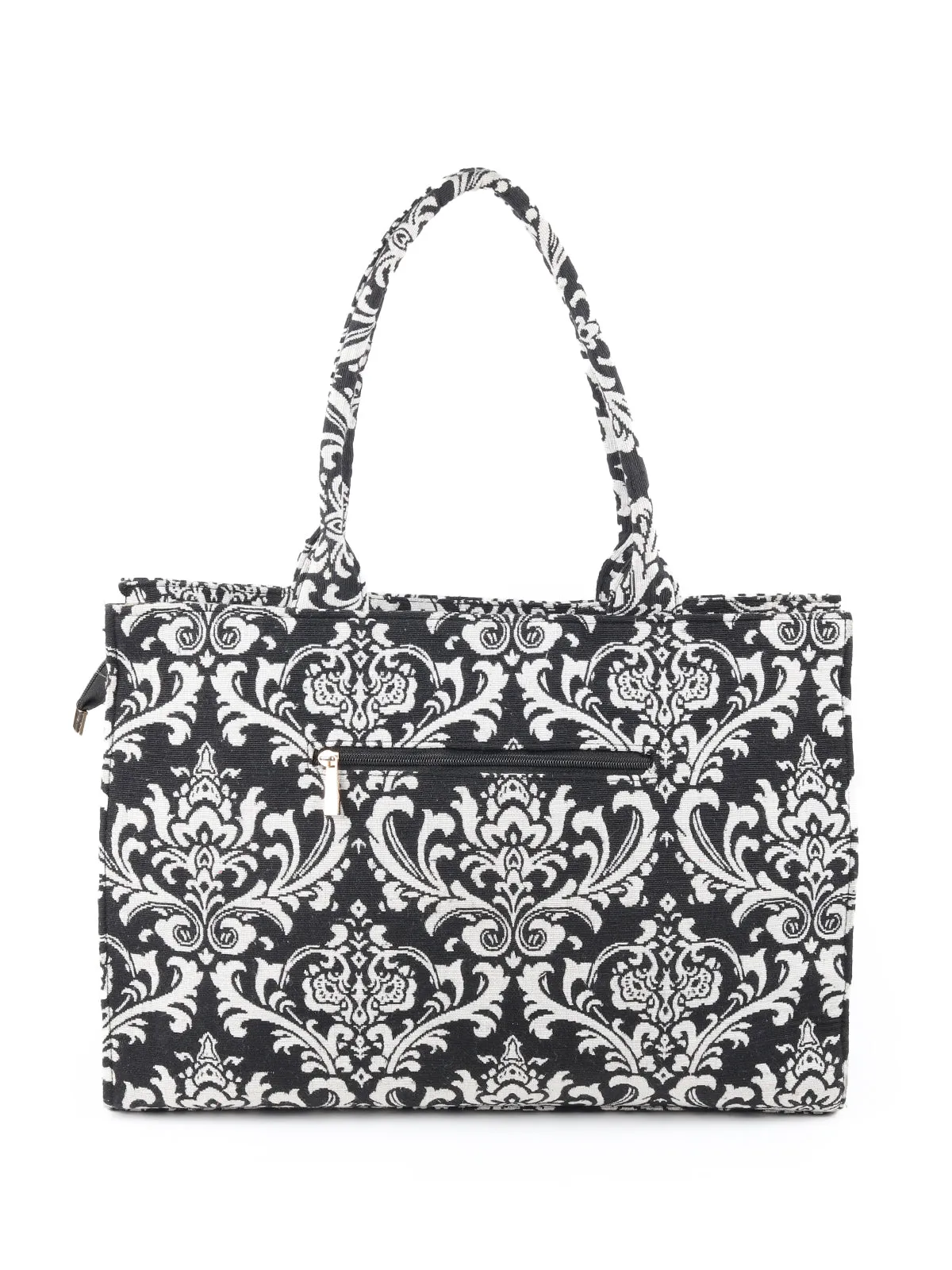 Odette Black And White Woven Tote Bag for Women