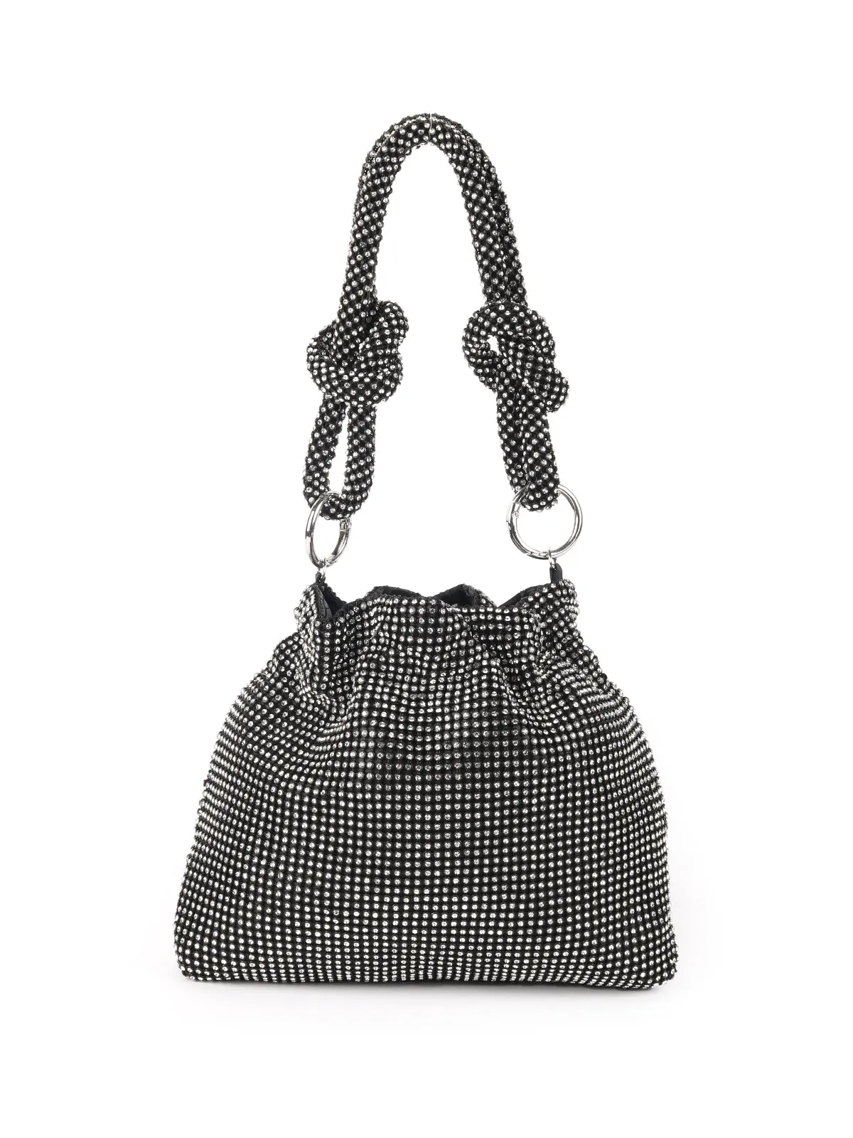 Odette Black Embellished Potli Bag For Women