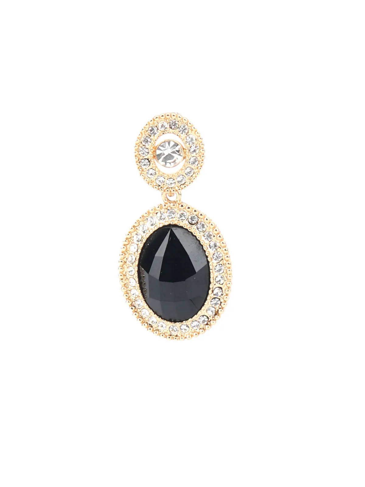 Odette Black Faux Stones Golden Dangler Earring For Women