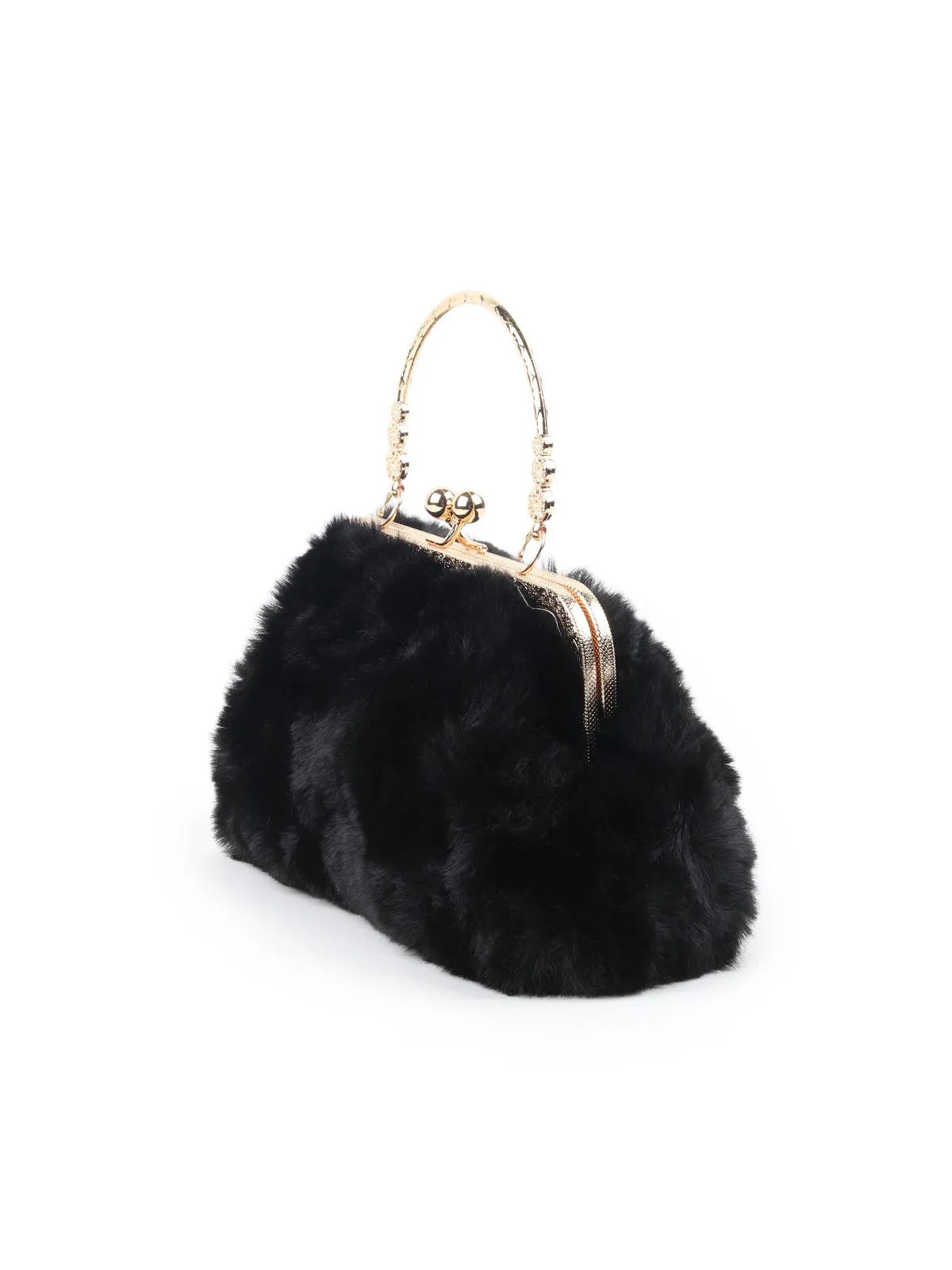 Odette Black Fur Clutch For Women