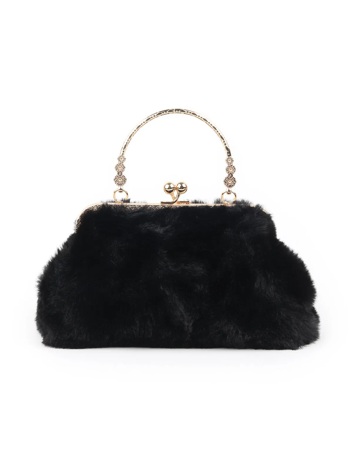 Odette Black Fur Clutch For Women