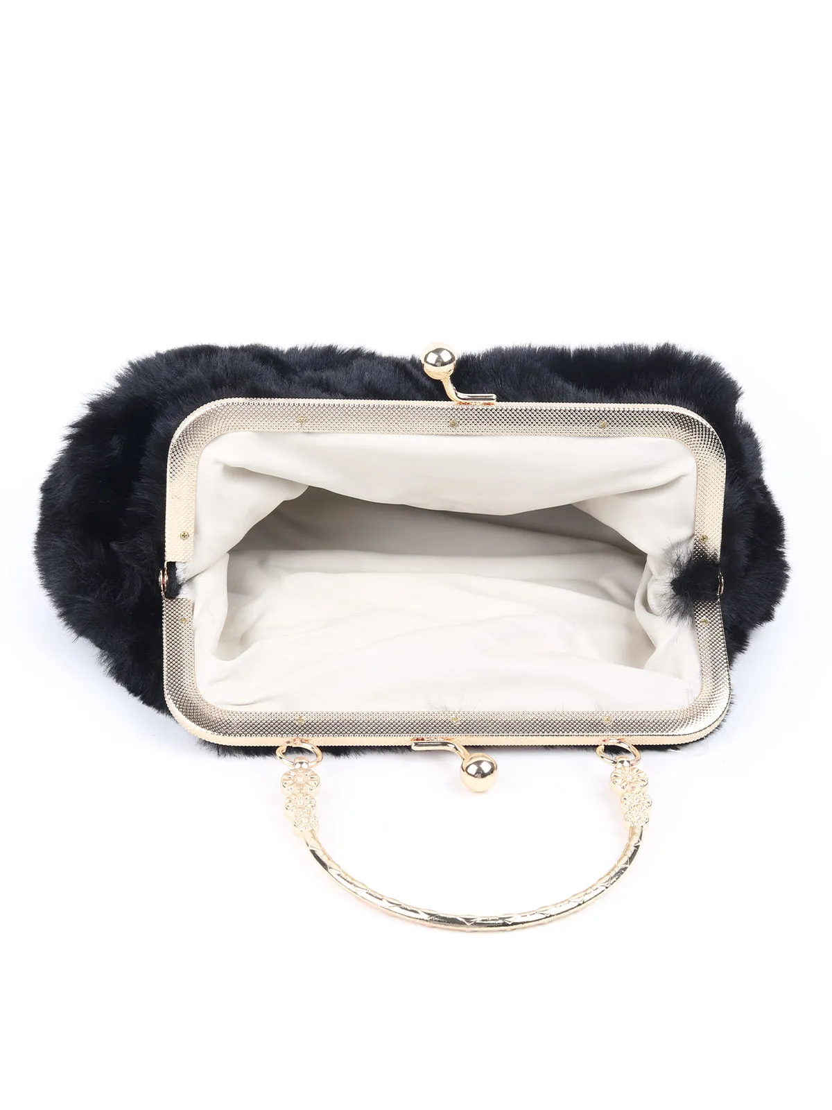 Odette Black Fur Clutch For Women