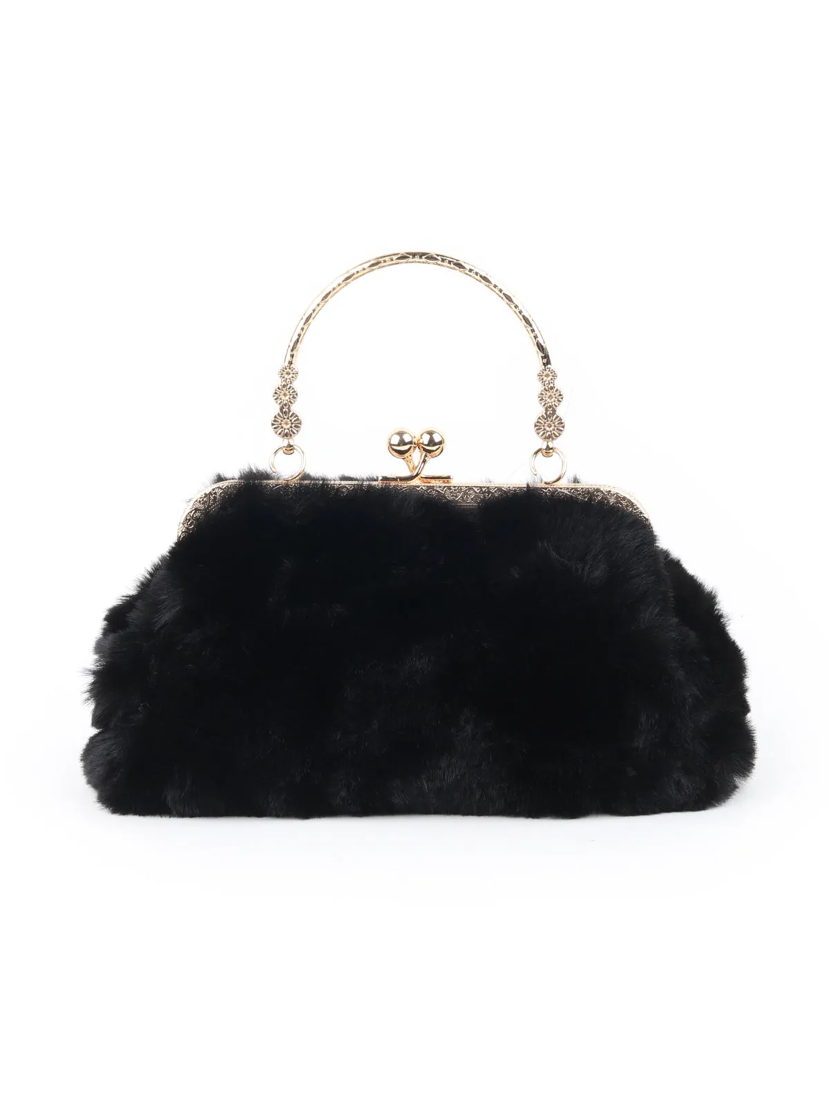 Odette Black Fur Clutch For Women