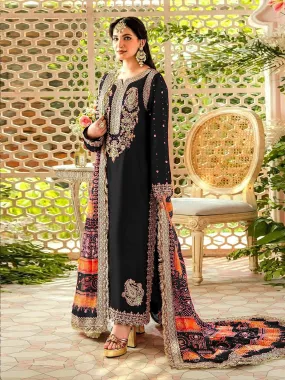 Odette Black Georgette Embroidered Semi Stitched Salwar Suit For Women