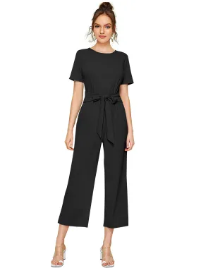 Odette Black  Knit Fabric Jumpsuit For Women