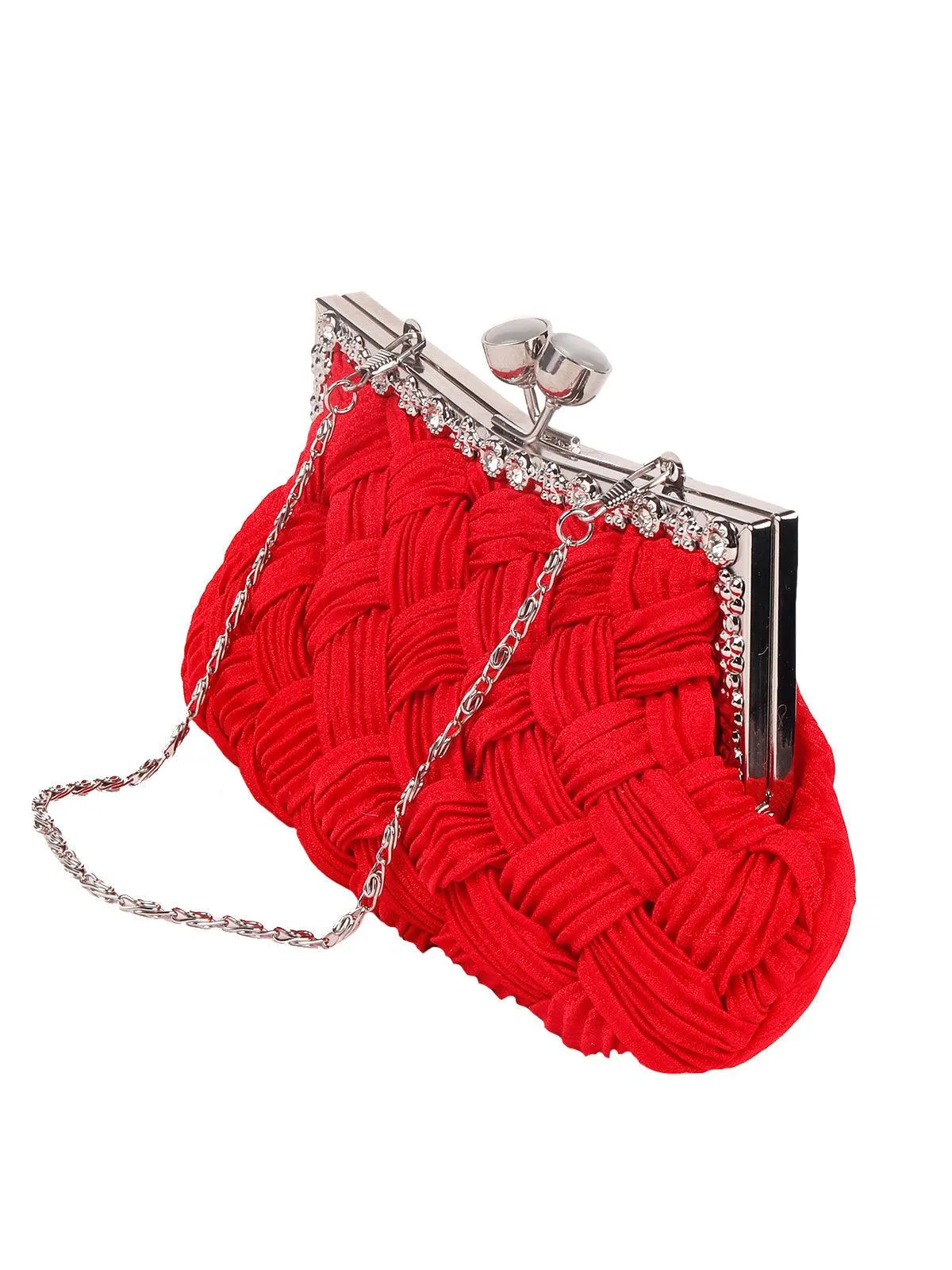 Odette Blood Red Vibrant Clutch For Women