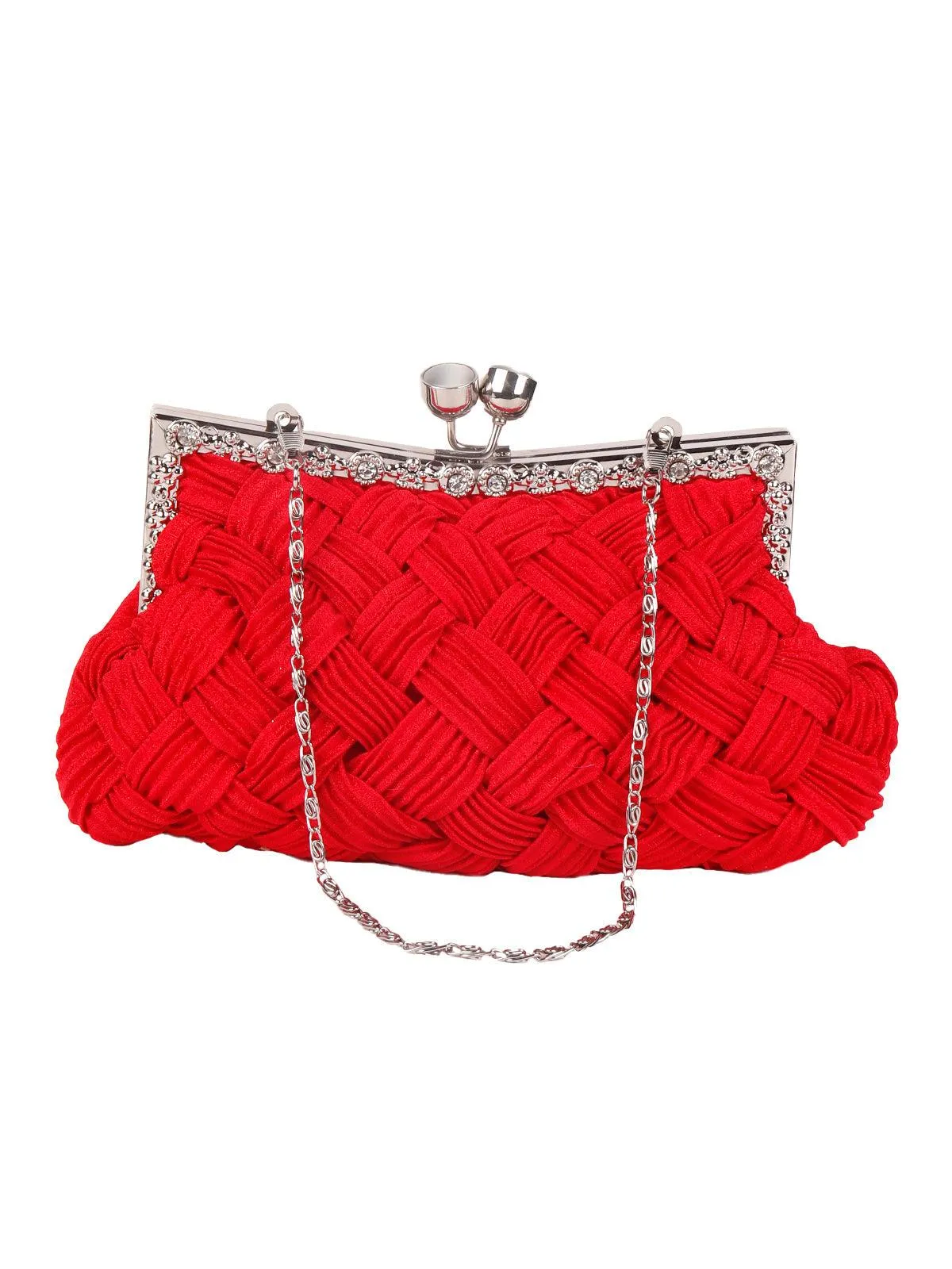 Odette Blood Red Vibrant Clutch For Women