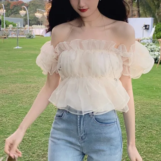 Off-The-Shoulder Blouse With Ruffles