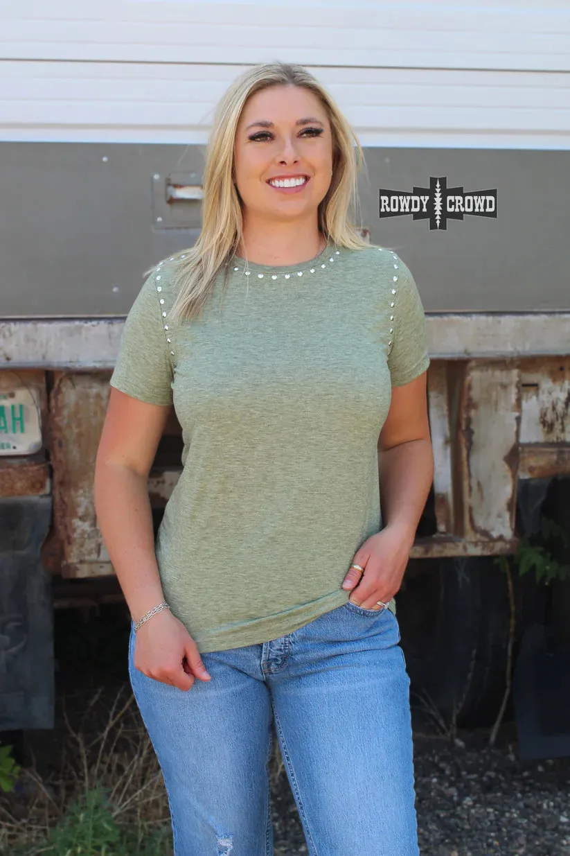 Olive Starry stud Tee