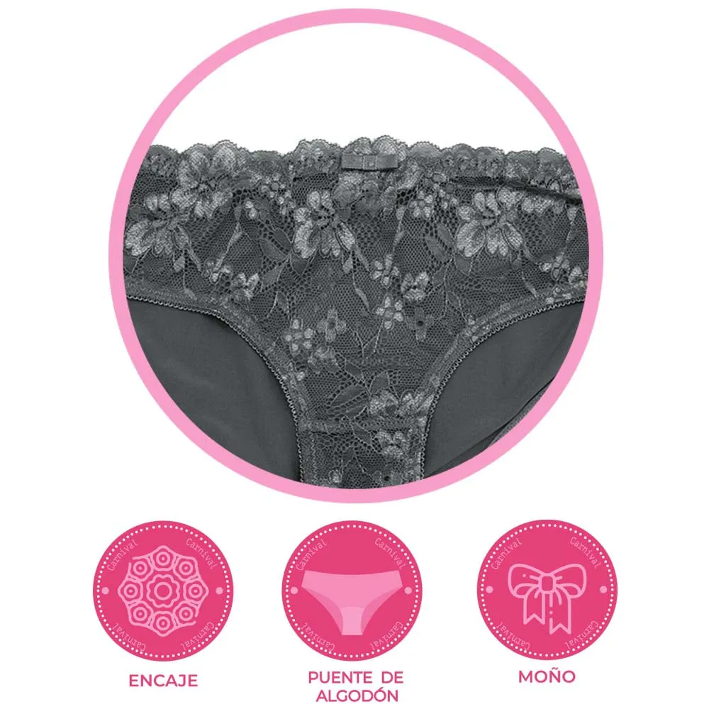 Pantie coordinable con aplicaciones de encaje  74411 Lady Carnival