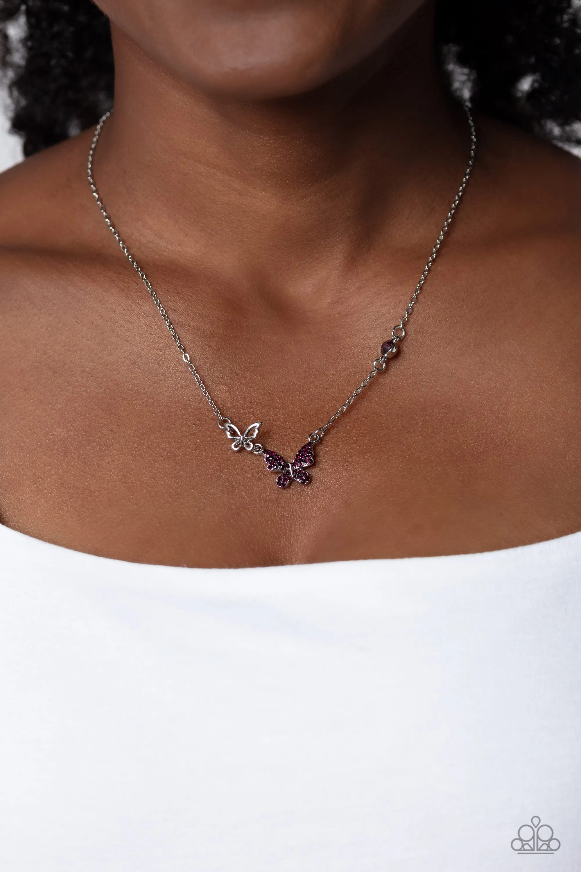 Paparazzi Cant BUTTERFLY Me Love Purple Necklace & Earring Set