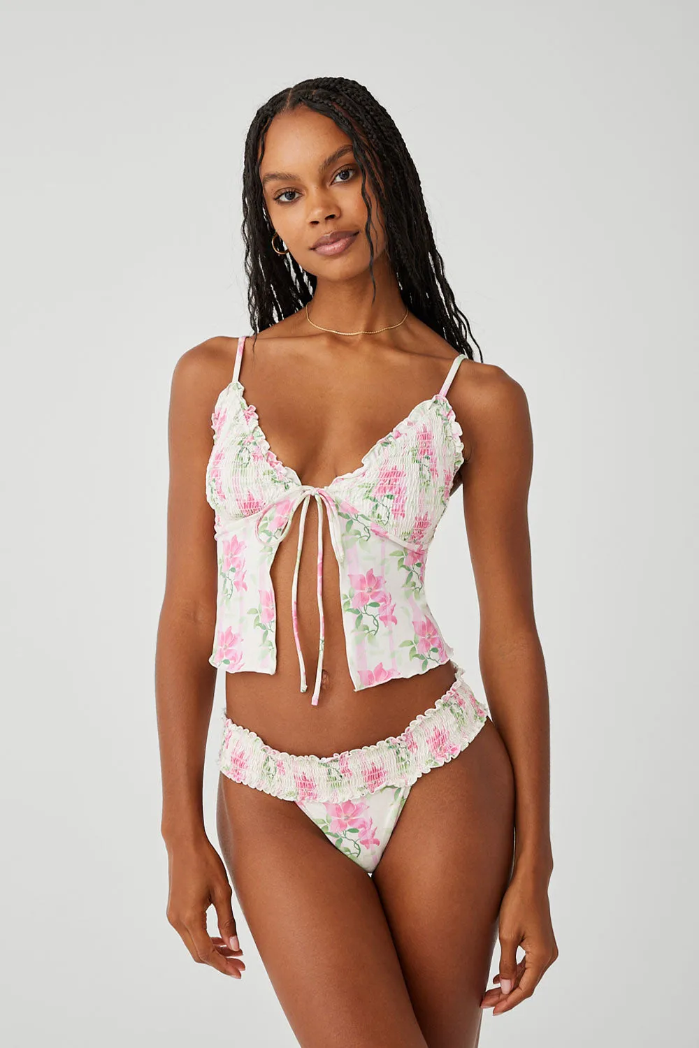 Penelope Floral Tankini Bikini Top - Tiger Lily