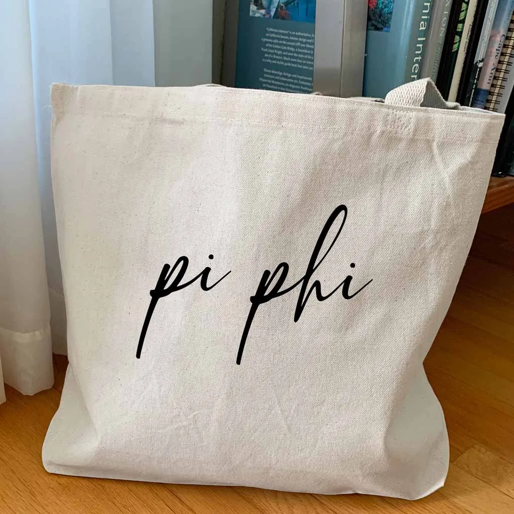 Pi Beta Phi Script Writing Nickname Canvas Tote Bag