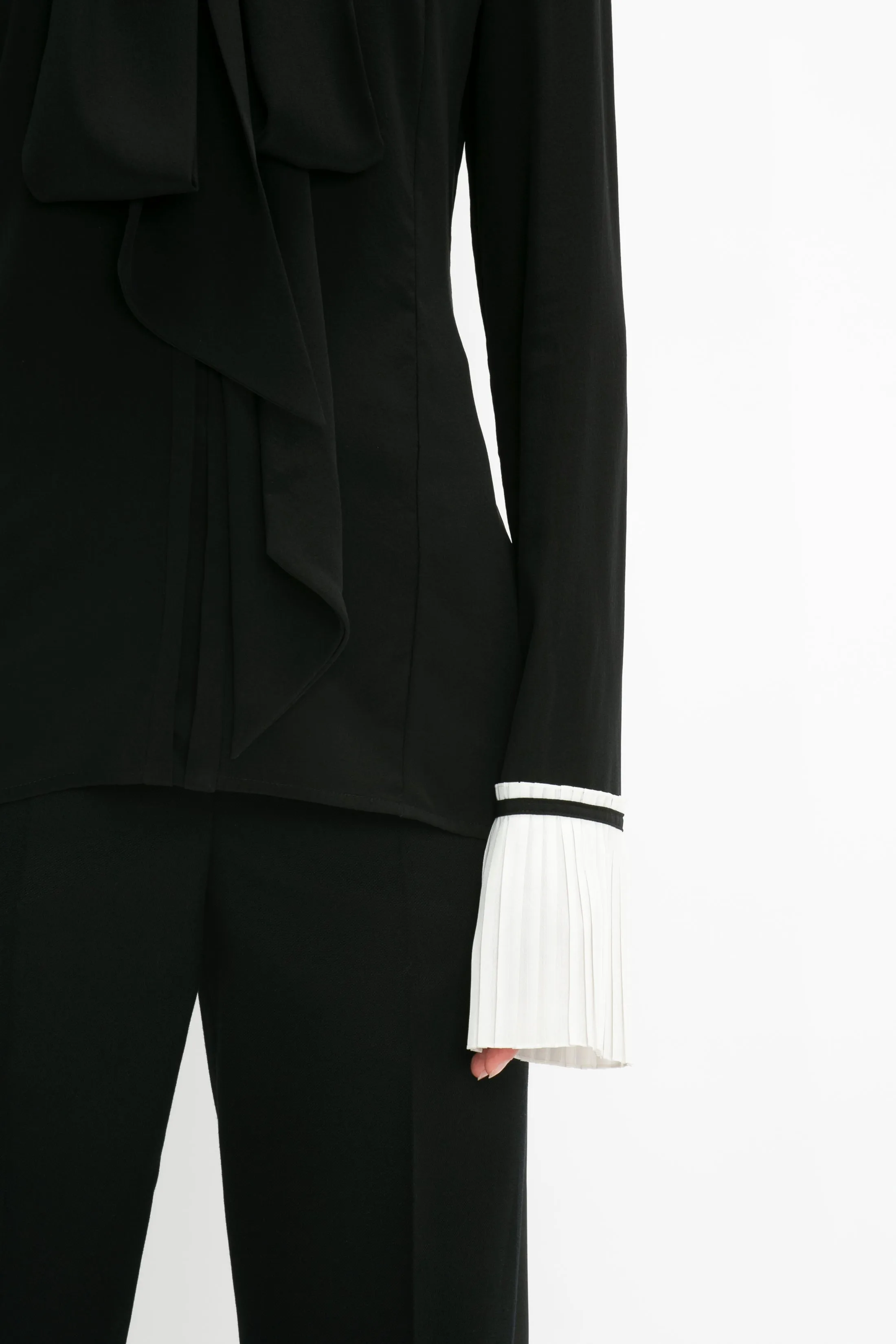 Pleat Cuff Blouse In Black