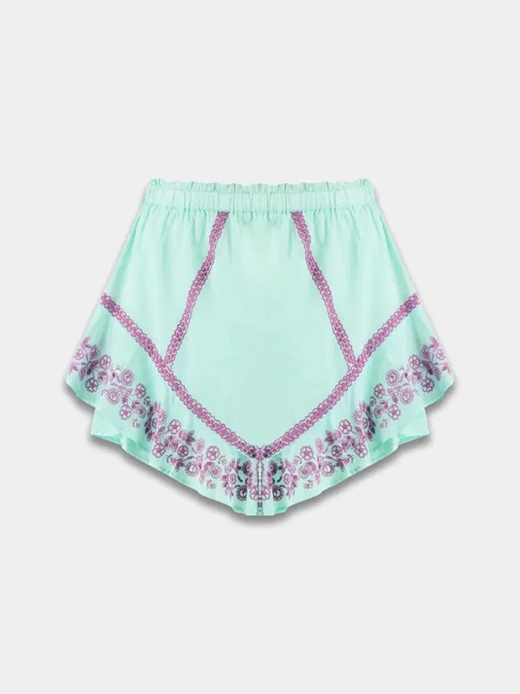 Printed Ruffles Shorts Two Piece Set