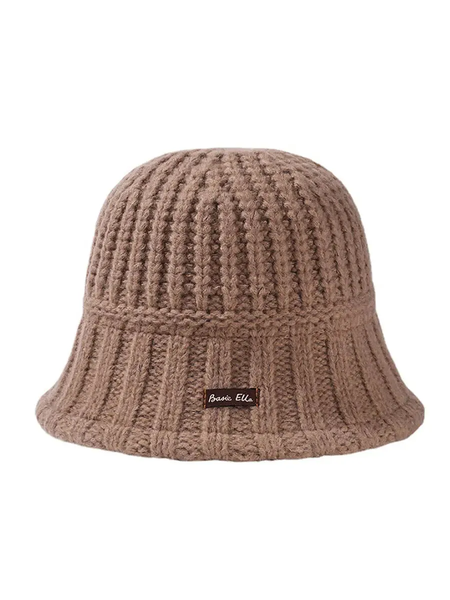 Pure Color Knitted Patch Warm Hat