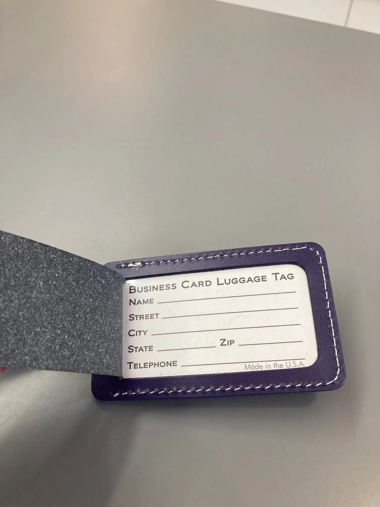 Purple Leather Luggage Tags - CVM