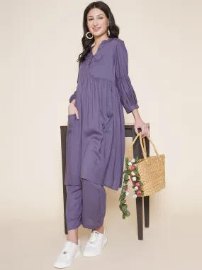 Purple Maternity and Nursing Kurta with Palazzo Set