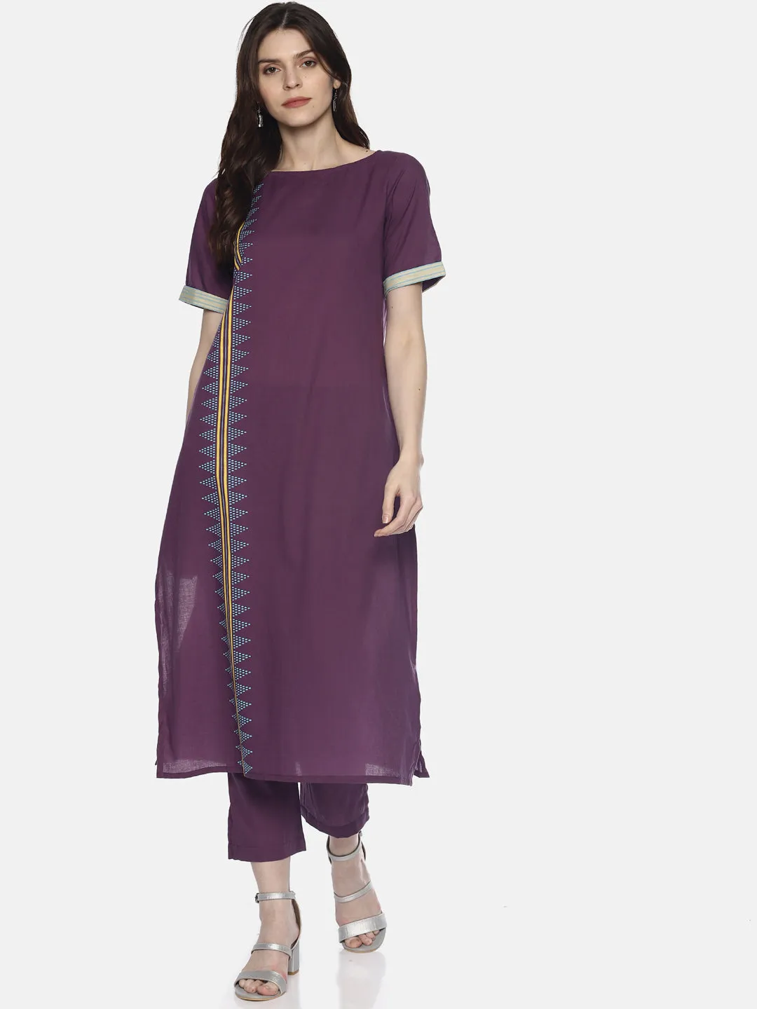 Purple Printed Kurta