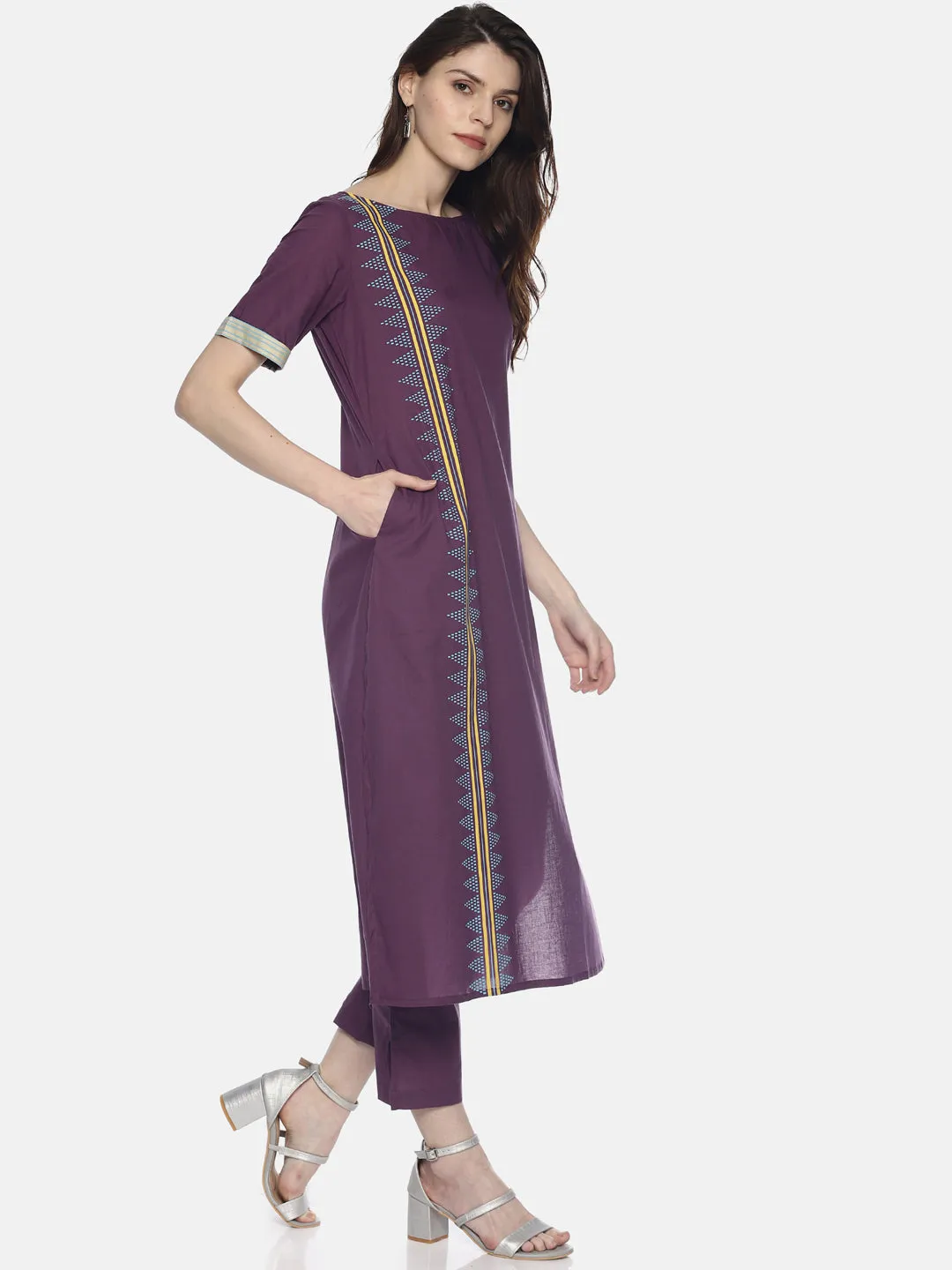 Purple Printed Kurta