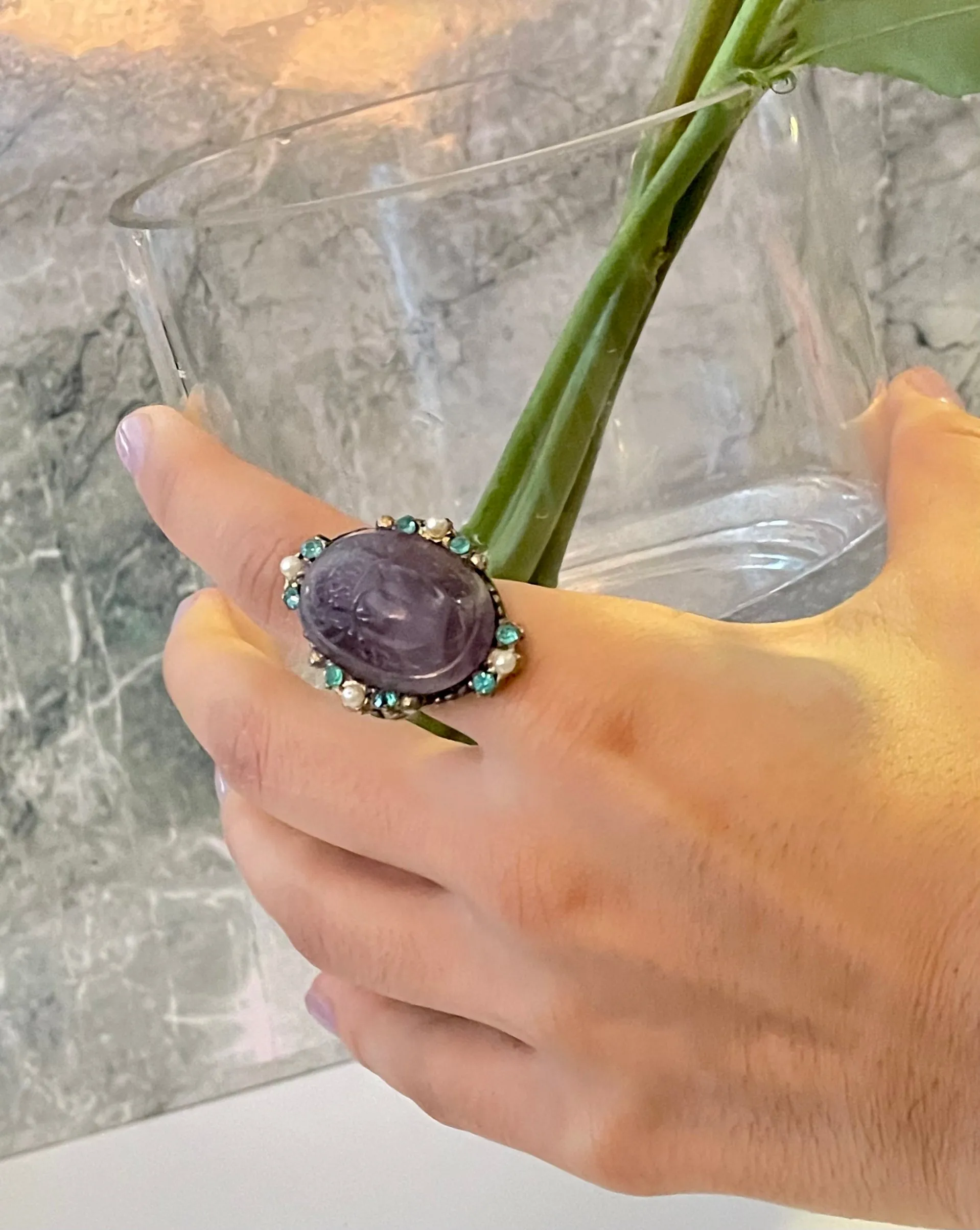 Purple Scarab Ring