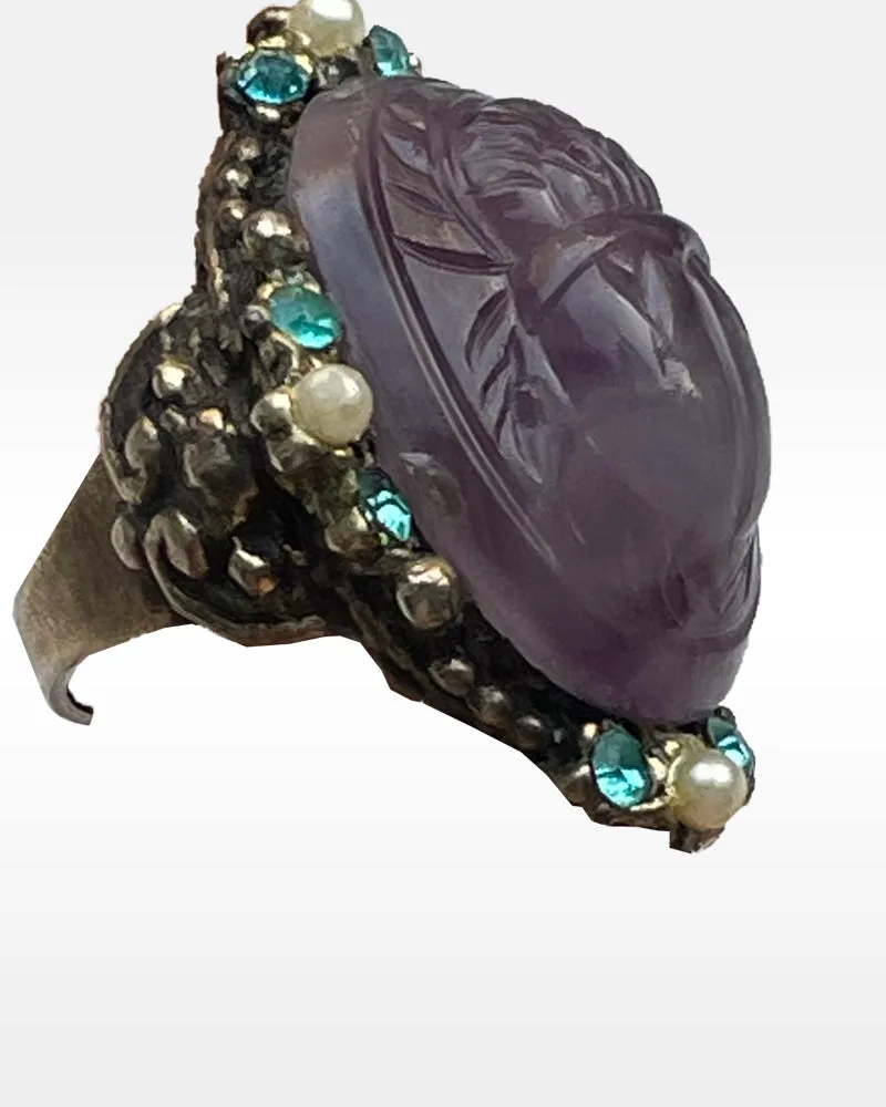 Purple Scarab Ring