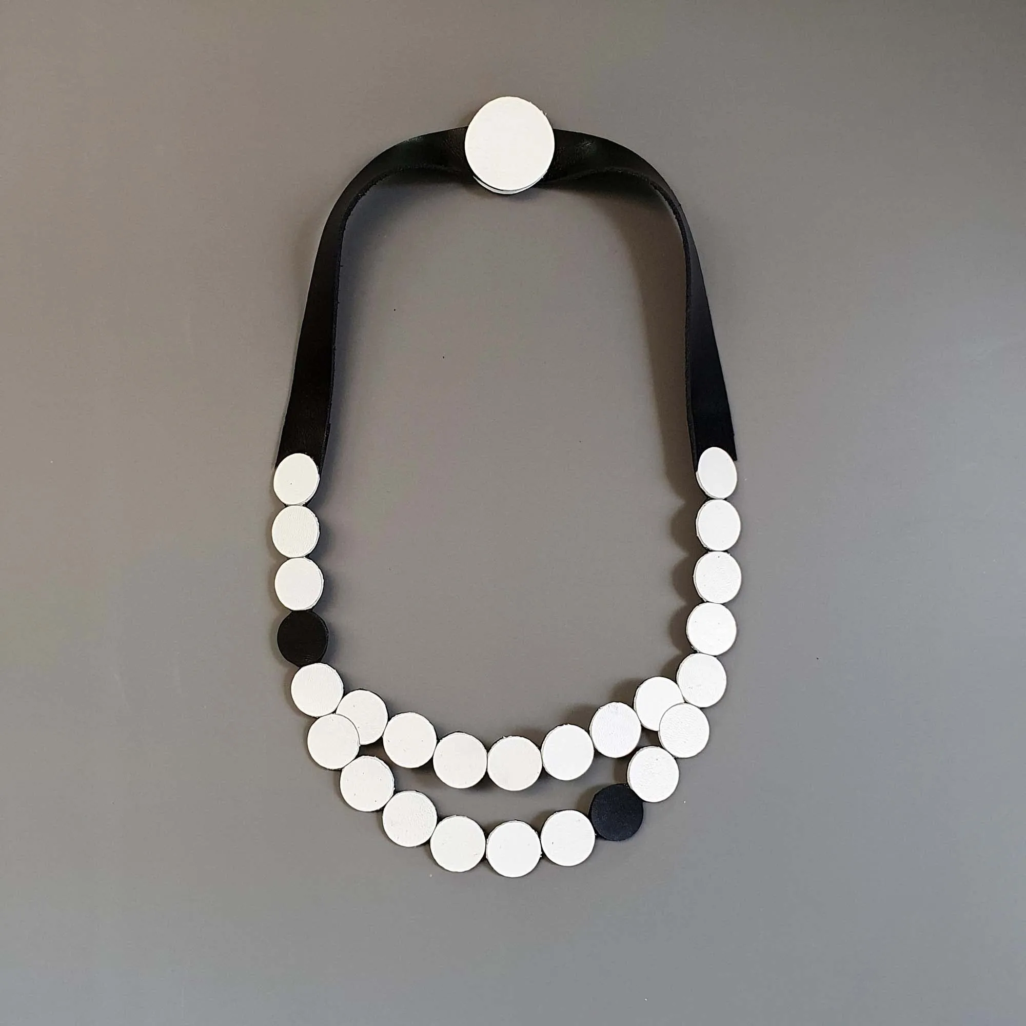 Raindrop Black leather collar necklace