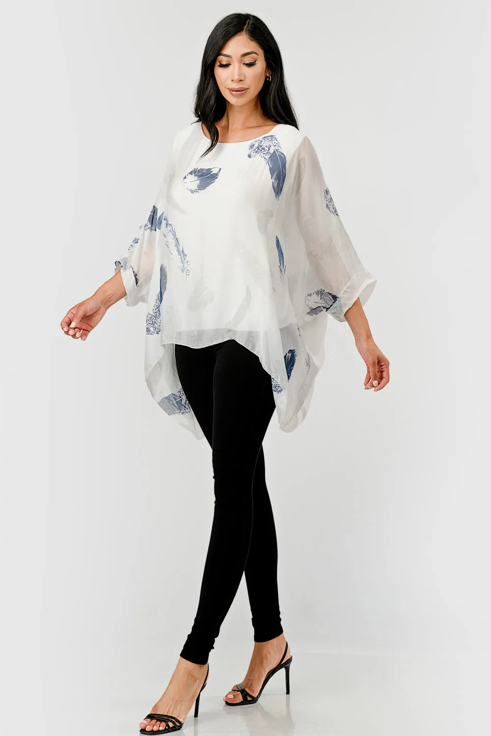 Raw Moda Italian Silky Feathered Pattern Top