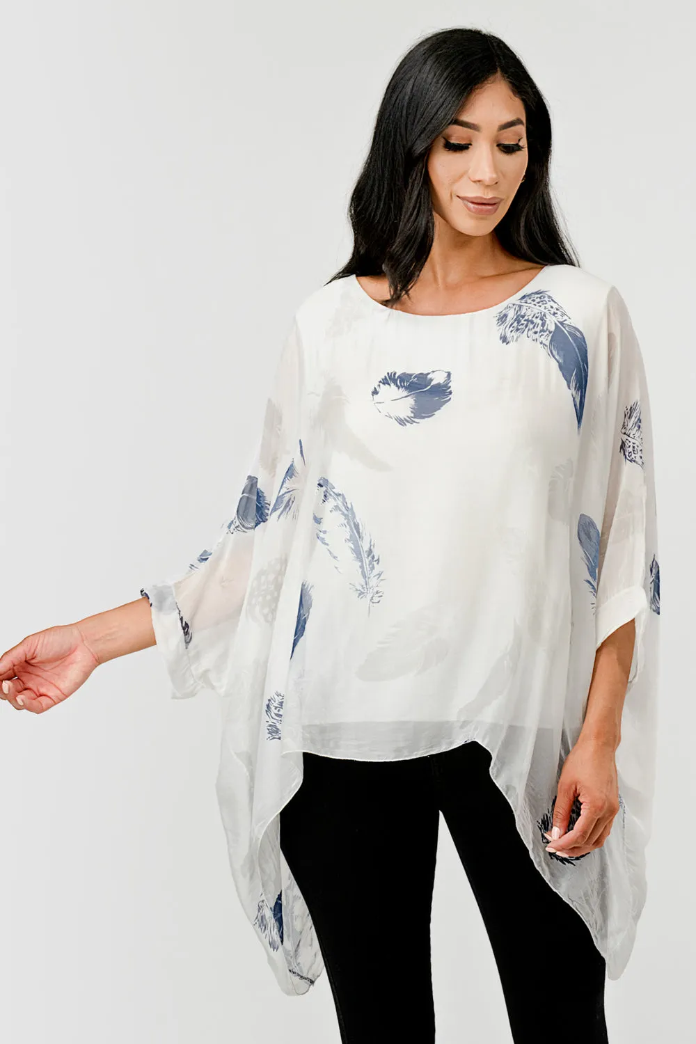 Raw Moda Italian Silky Feathered Pattern Top