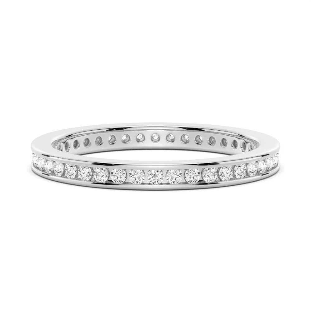 Round Moissanite Channel Set Eternity Band