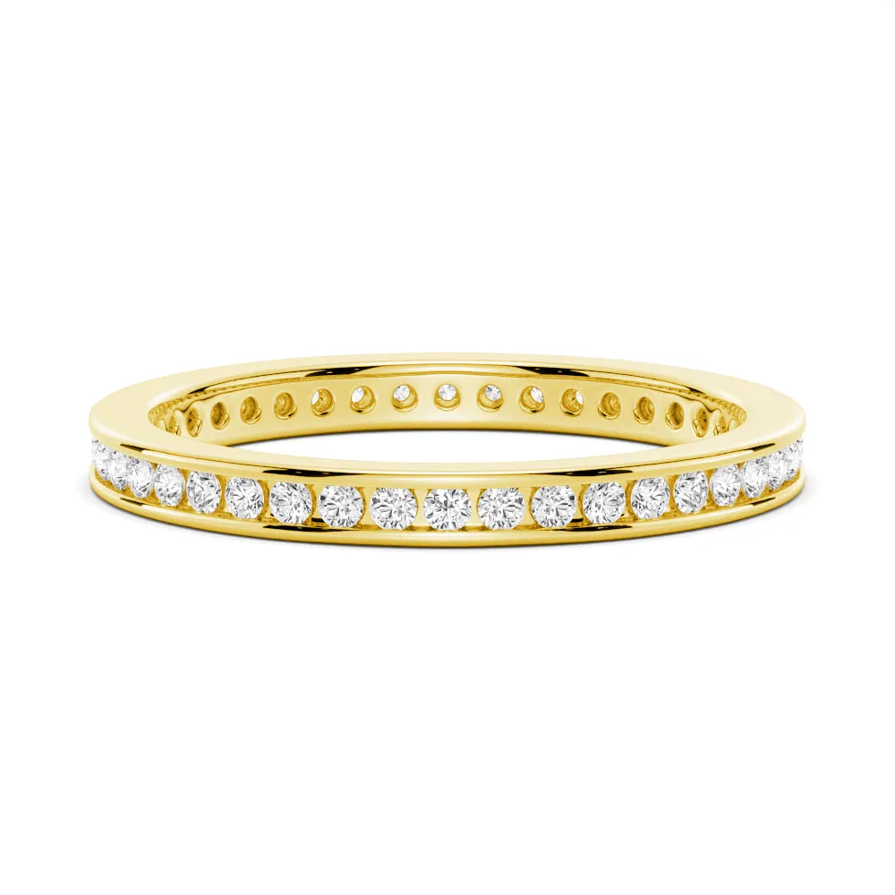 Round Moissanite Channel Set Eternity Band