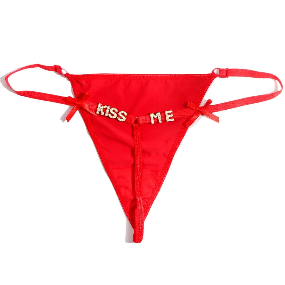 Sexy Custom Name Thong for Women G-string with Bling Crystal Letter T Back Panties (DHL is not supported)