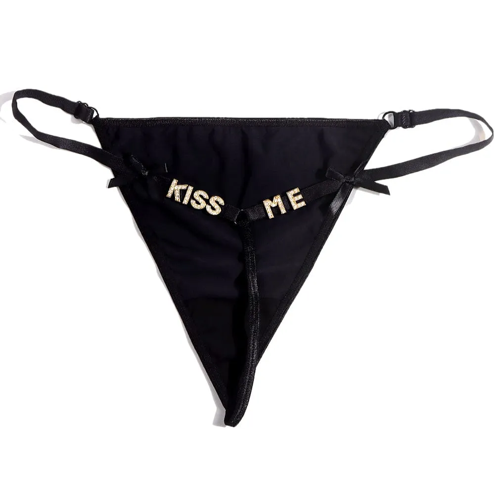 Sexy Custom Name Thong for Women G-string with Bling Crystal Letter T Back Panties (DHL is not supported)