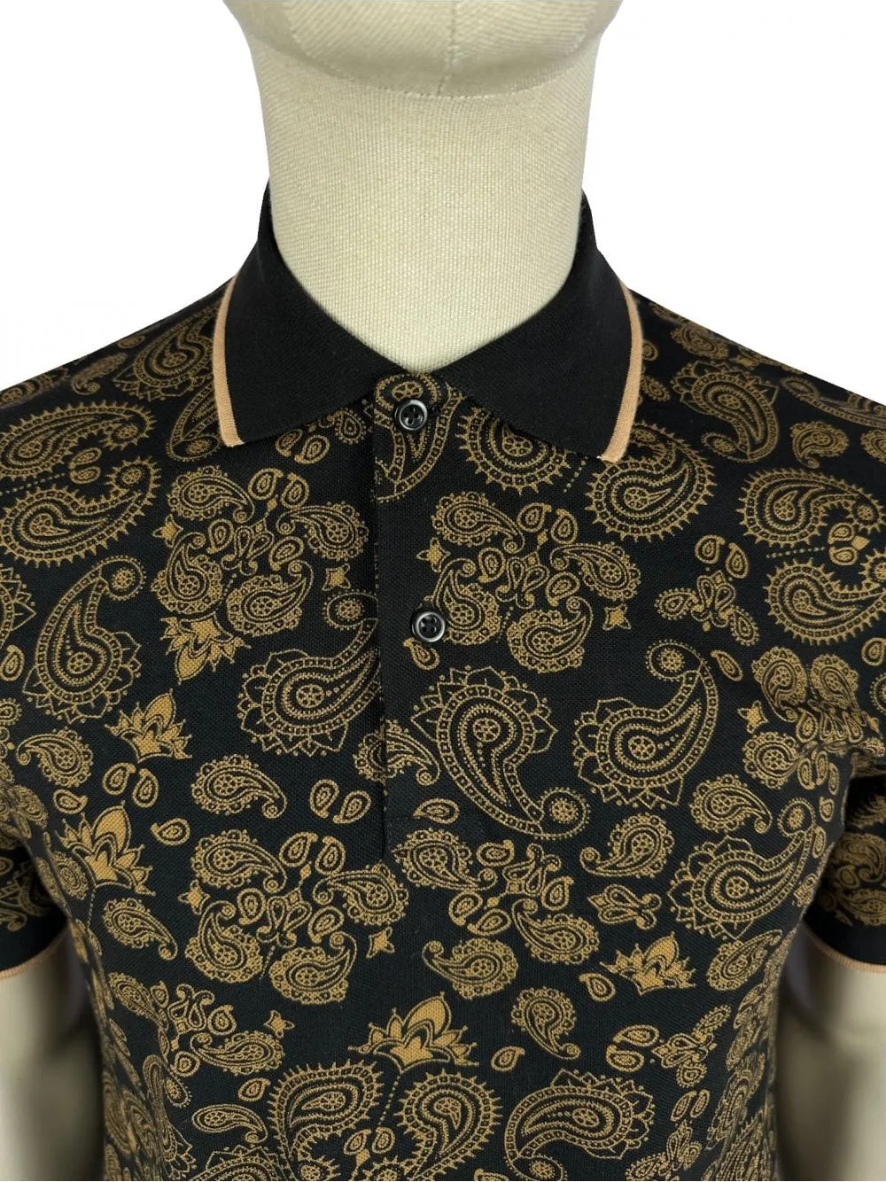 Ska & Soul Paisley Polo Shirt Black