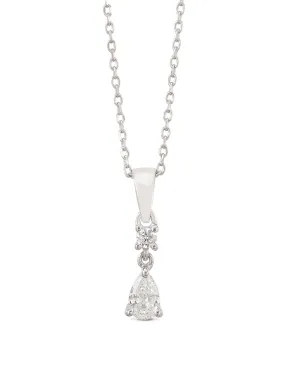 Solitaire Drop Pendant With Pure Silver 18 Chain For Women