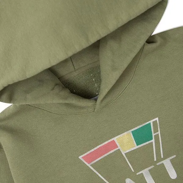 Stencil Pullover Hoodie 'Battery' - Olive