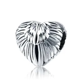 Sterling Silver Heart Shape Angel Wings  Charm