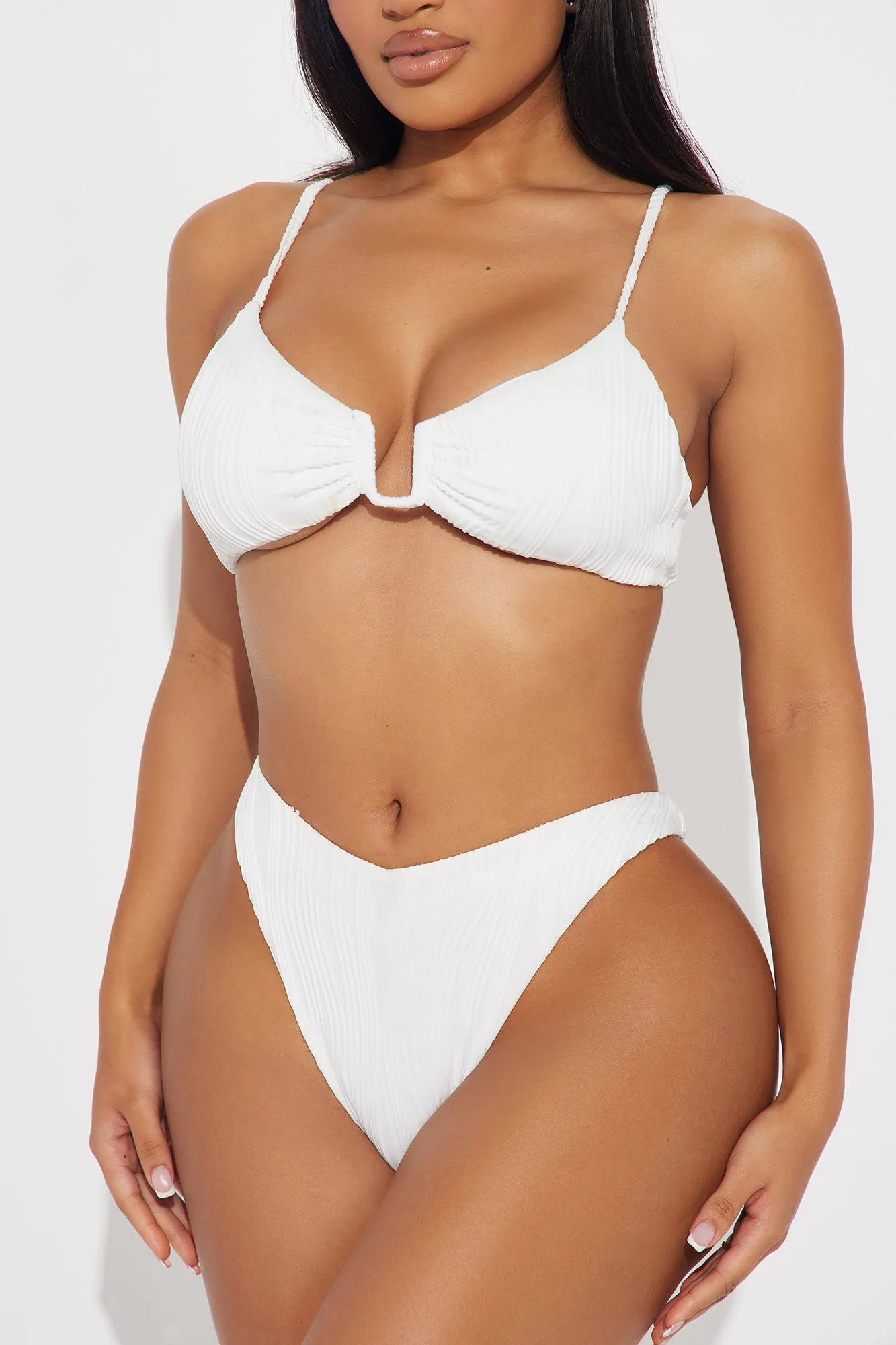 Summer Cool Textured Bralette 2 Piece Bikini - White