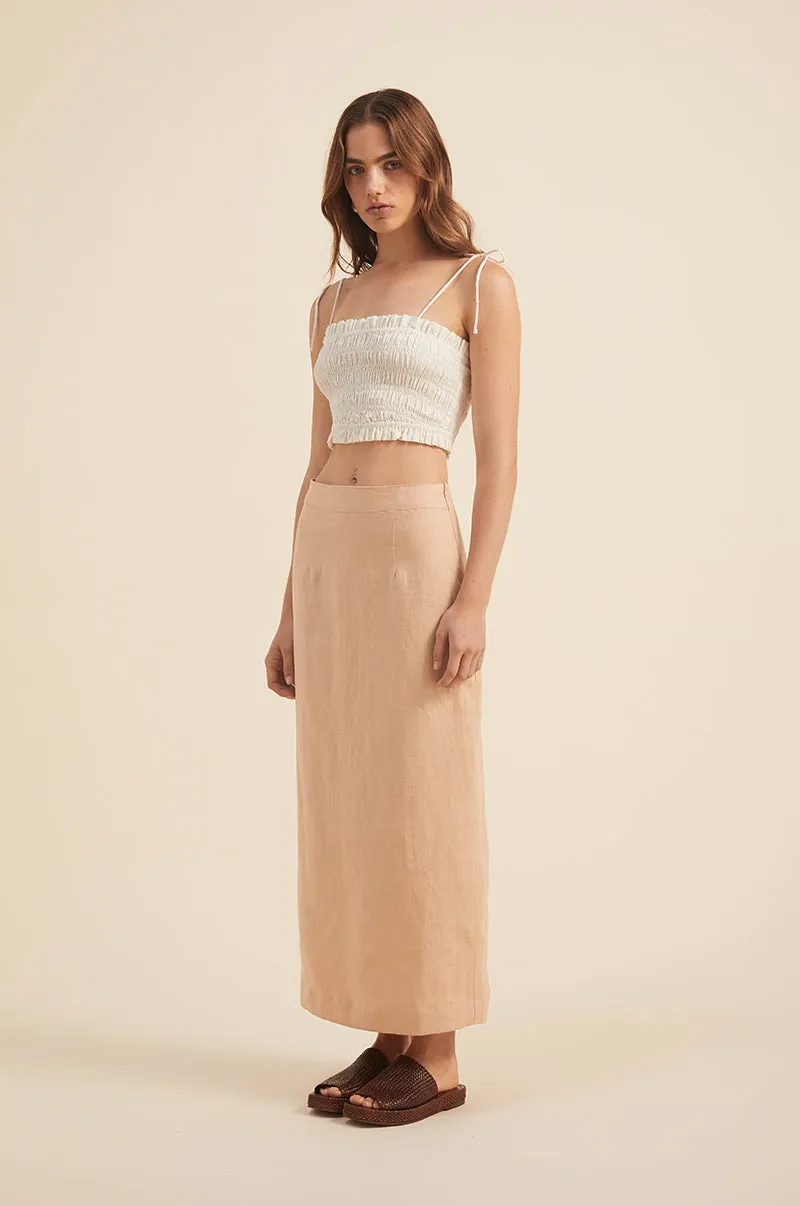 SUMMER Midi Skirt - sand linen