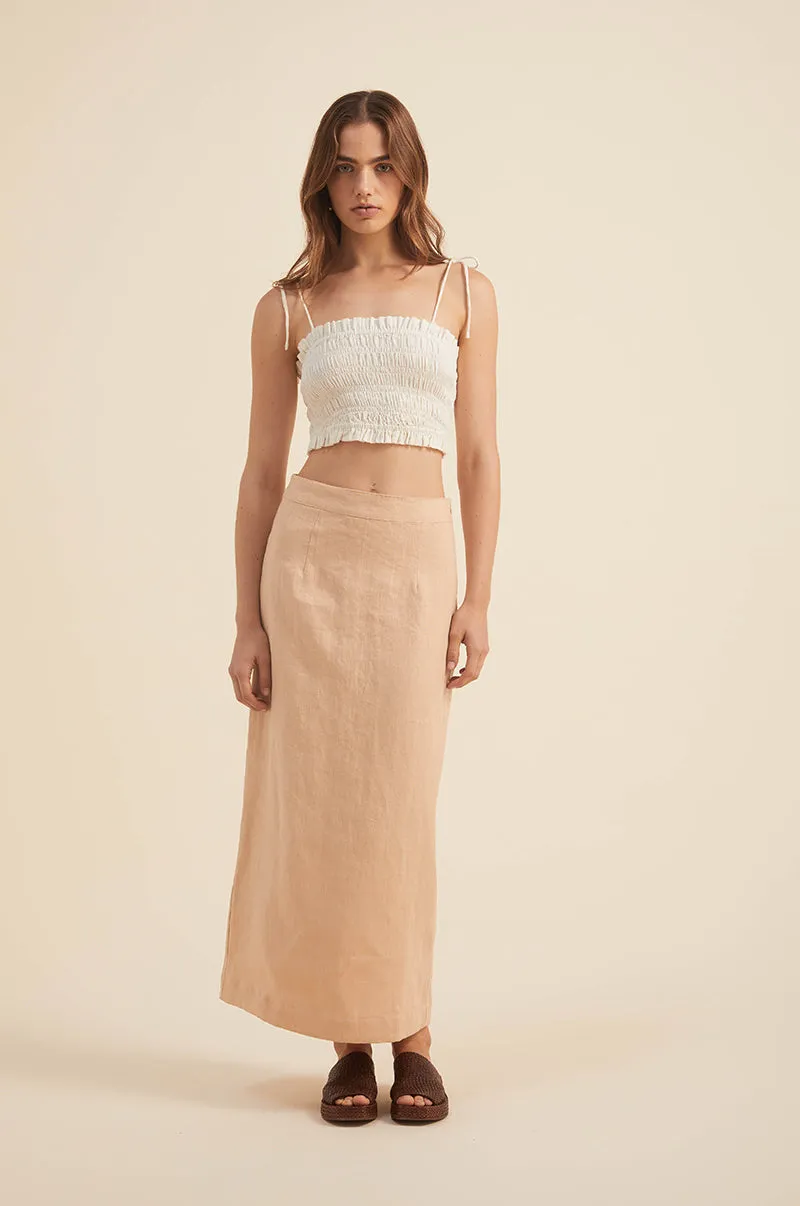 SUMMER Midi Skirt - sand linen