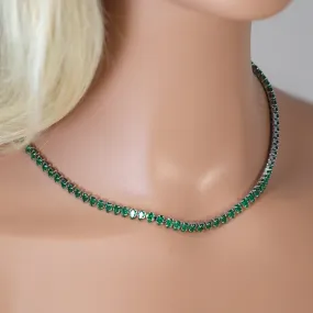 Swarovski Crystal Green Dainty Elegant Necklace set, Gift for her, Bridesmaid Proposal, Valentines