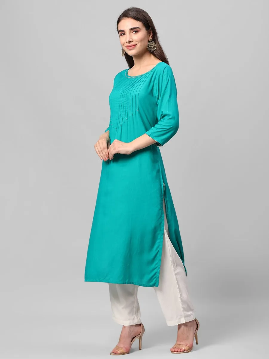 Turquoise Solid Kurta