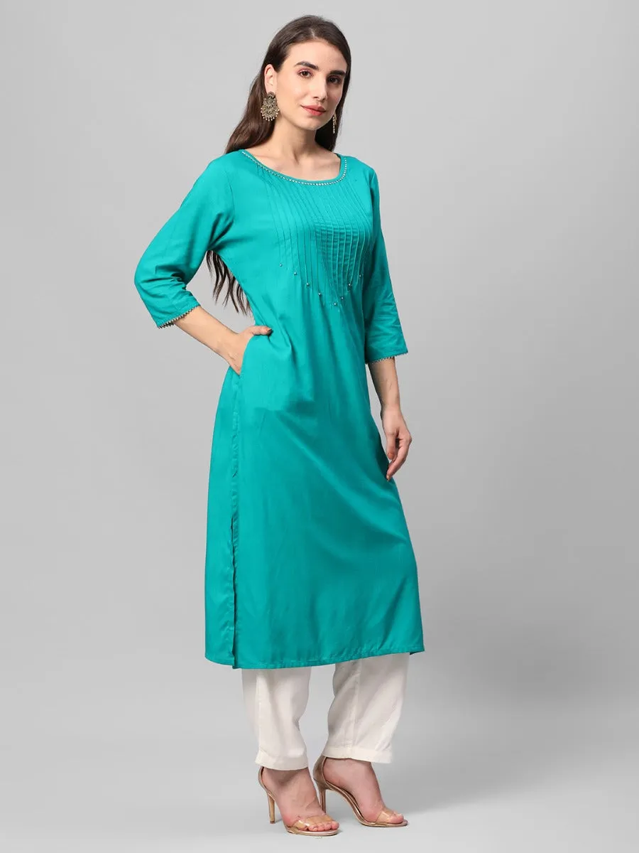 Turquoise Solid Kurta